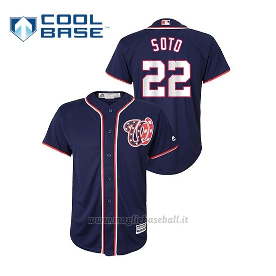 Maglia Baseball Bambino Washington Nationals 22 Juan Soto Cool Base Alternato Blu